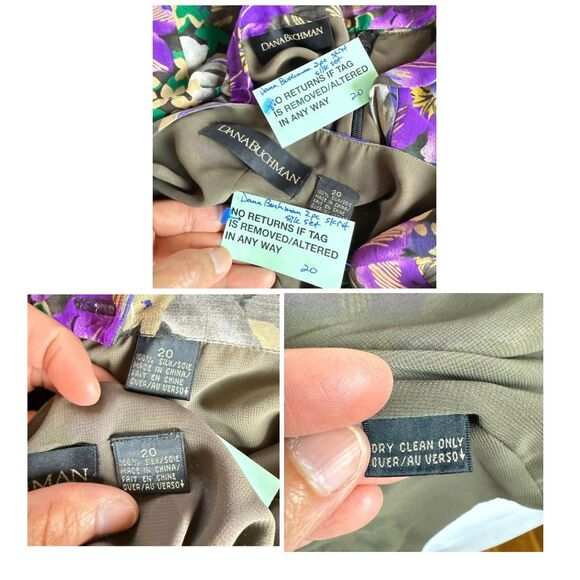 2 pc Dana Buchman Plus Sz 20 Skirt Set Silk Tank Top Purple Floral A Line Flare - Picture 10 of 12